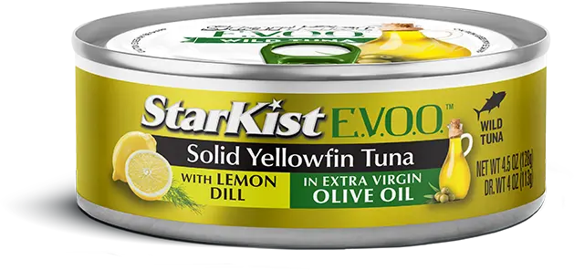 Lata de Starkist E.V.O.O. Solid Yellowfin Tuna with Lemon Dill