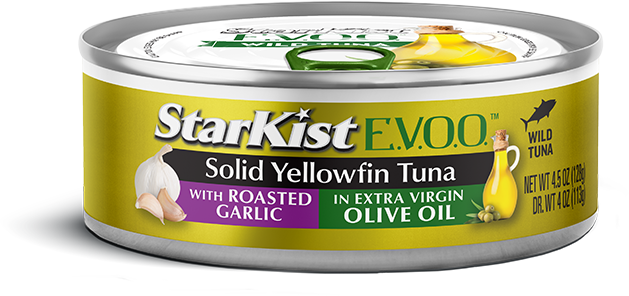 Lata de Starkist E.V.O.O. Solid Yellowfin Tuna with Roasted Garlic