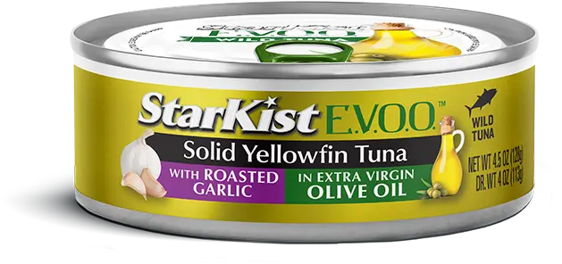 Lata de Starkist E.V.O.O. Solid Yellowfin Tuna with Roasted Garlic